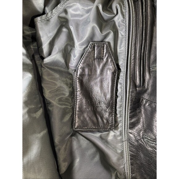 Wilsons Pelle Studio Leather Jacket Mens XL Driving Coat Black 4 Button - Primo! - Picture 3 of 16